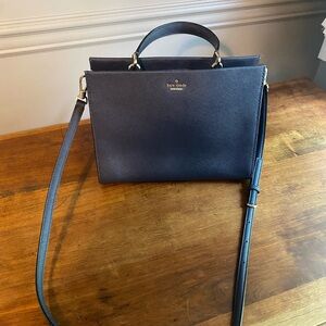Kate Spade Navy Blue Triple Compartment Crossbody Shoulder bag Satchel